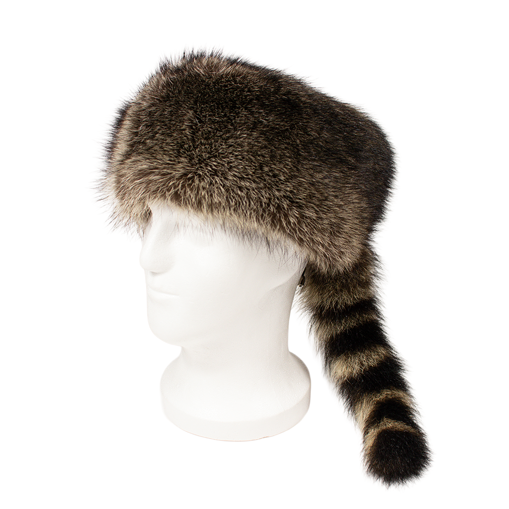 Waschbär Fell Trapper Mütze