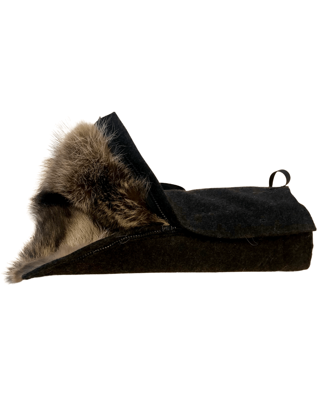 Pelzmuff - Waschbär Loden-Muff/-Sitzkissen Anthrazit
