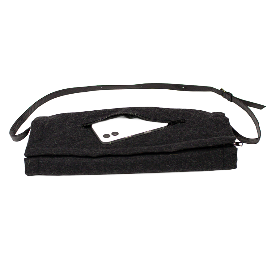 Pelzmuff - Waschbär Loden-Muff/-Sitzkissen Anthrazit