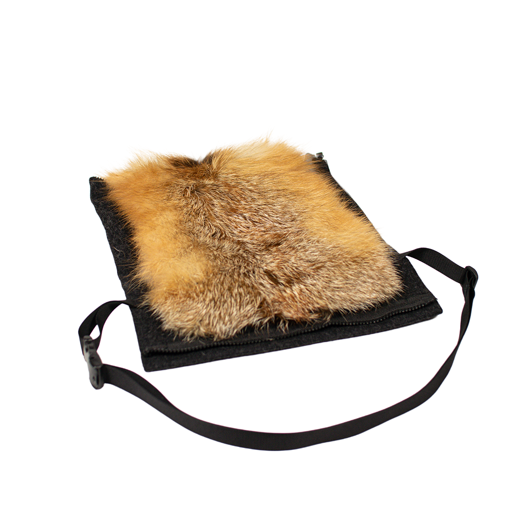 Pelzmuff – Rotfuchs Kinder-Loden-Muff Anthrazit