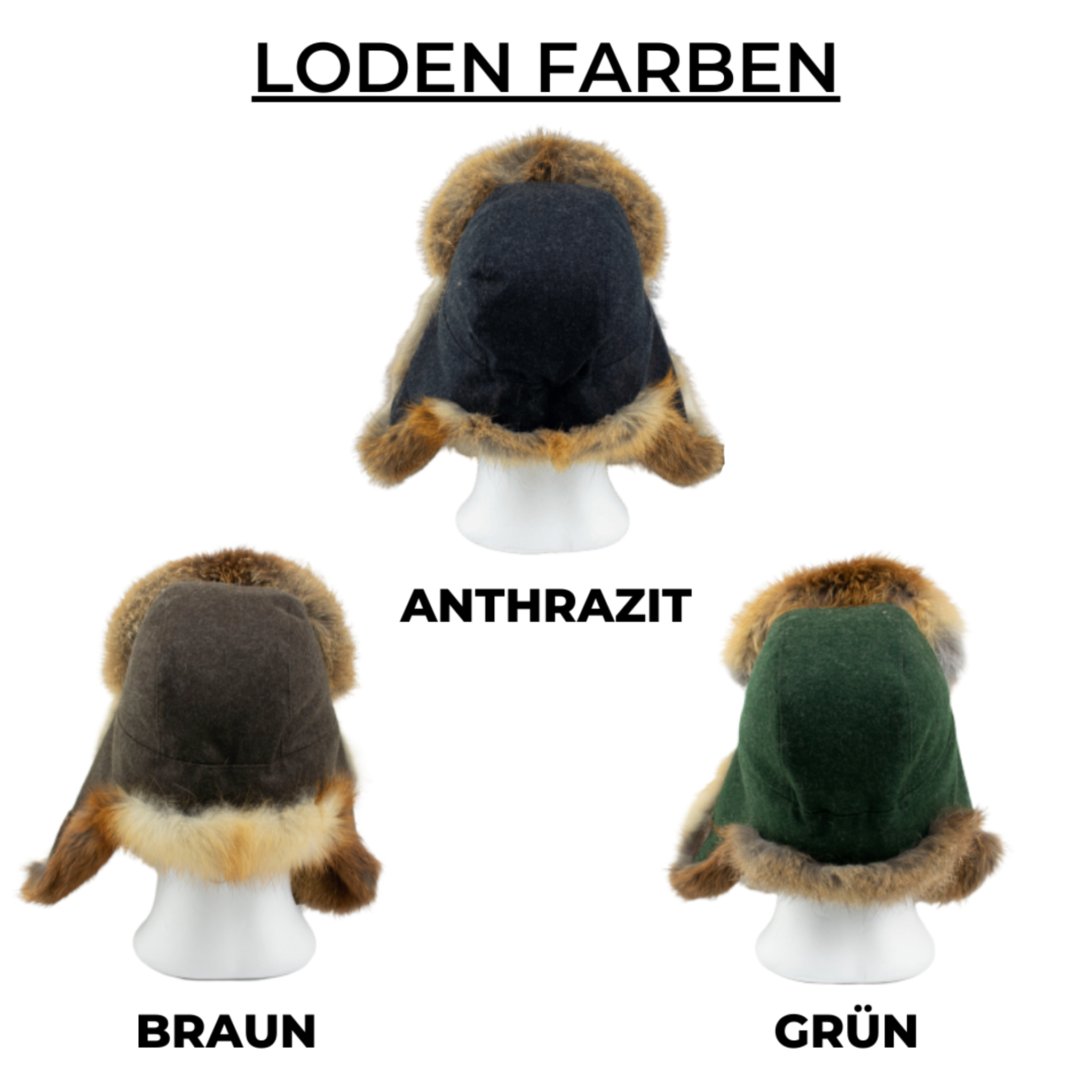 Pelzmütze - Rotfuchsmütze | Loden | Modell Jura
