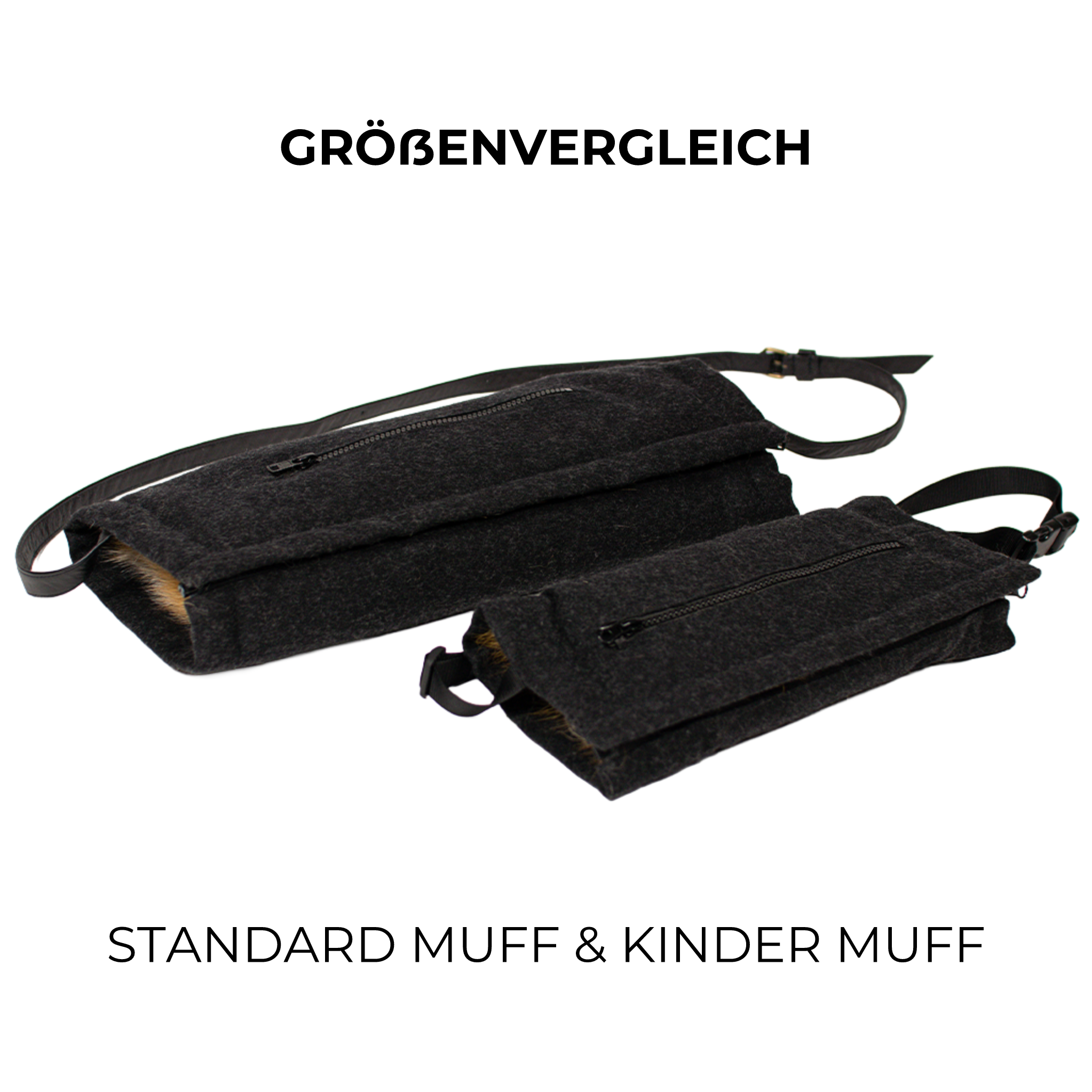 Pelzmuff – Rotfuchs Kinder-Loden-Muff Anthrazit