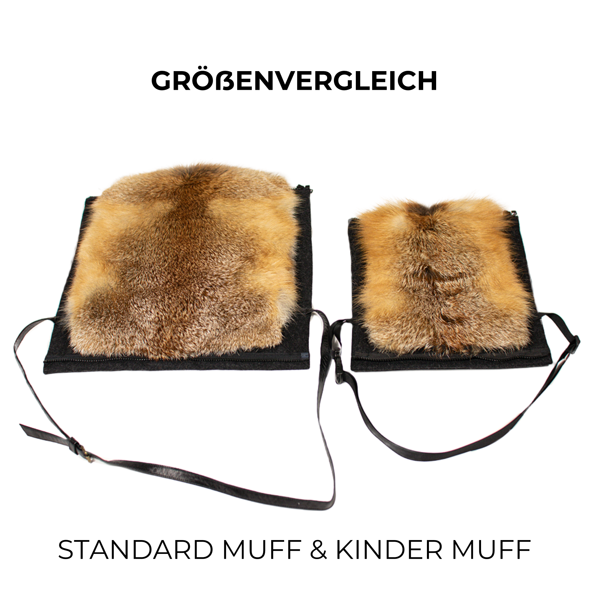 Pelzmuff – Rotfuchs Kinder-Loden-Muff Anthrazit