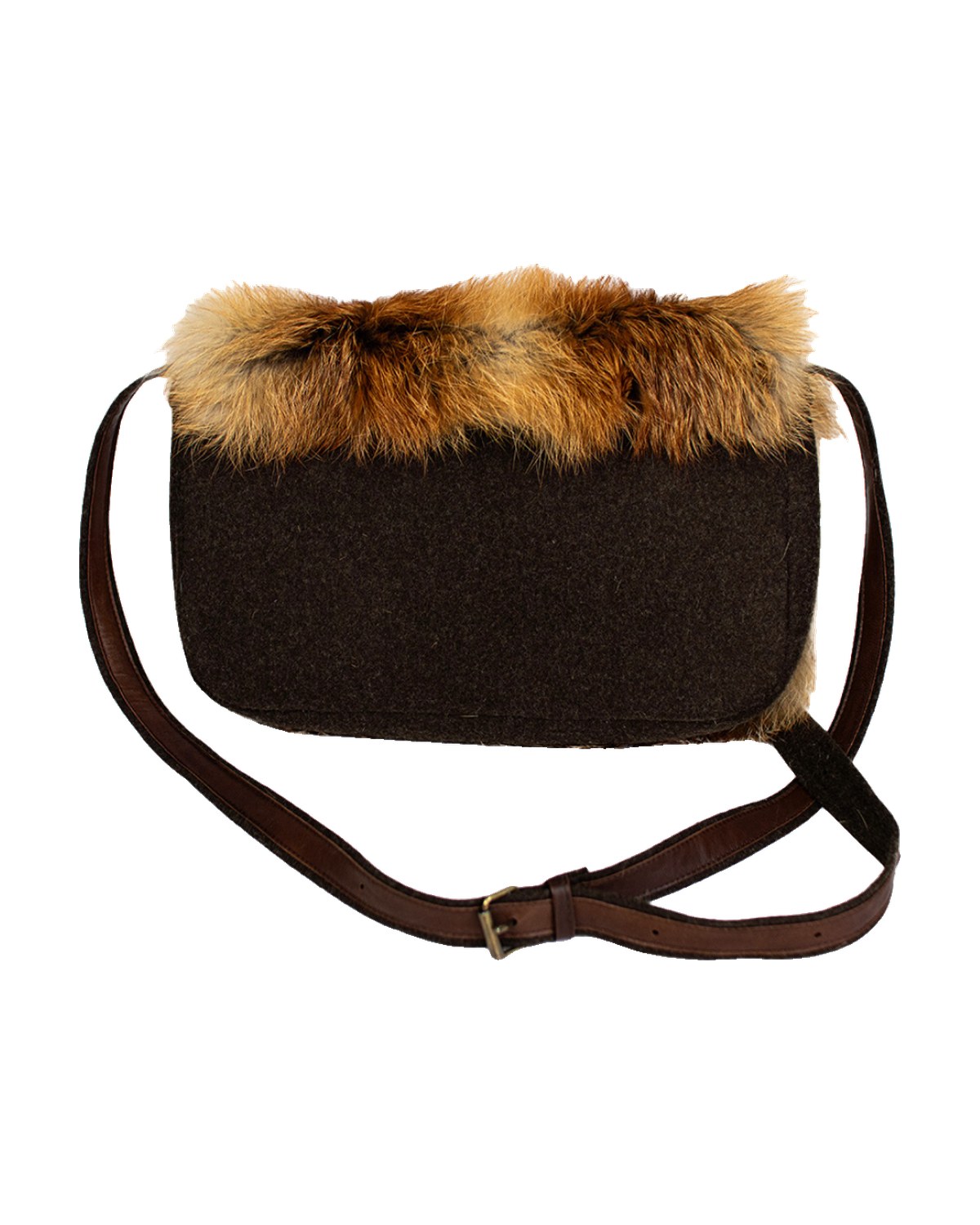 Rotfuchstasche FOX BAG von der Seite, Lodenkorpus mit Fellkante