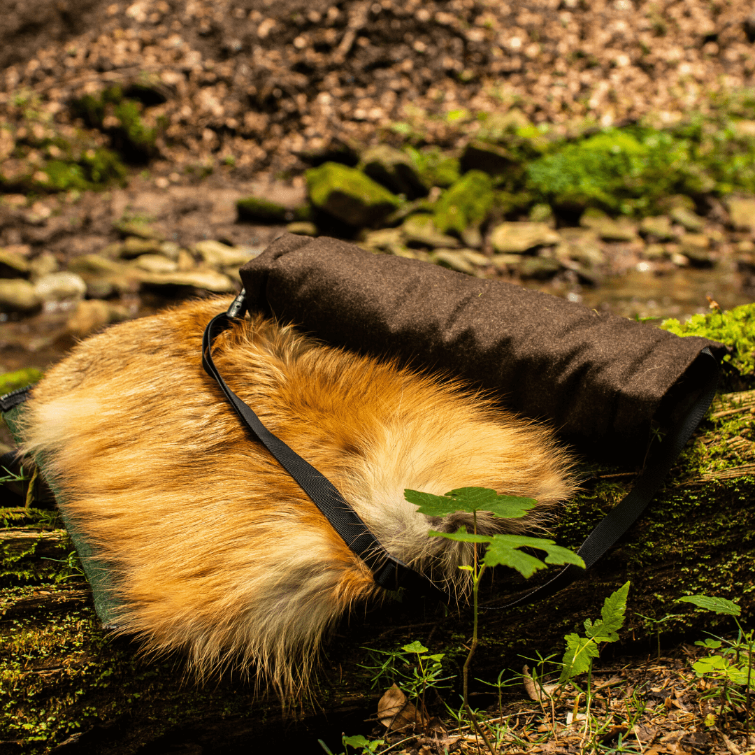 Pelzmuff - Rotfuchs Loden-Muff/-Sitzkissen Braun
