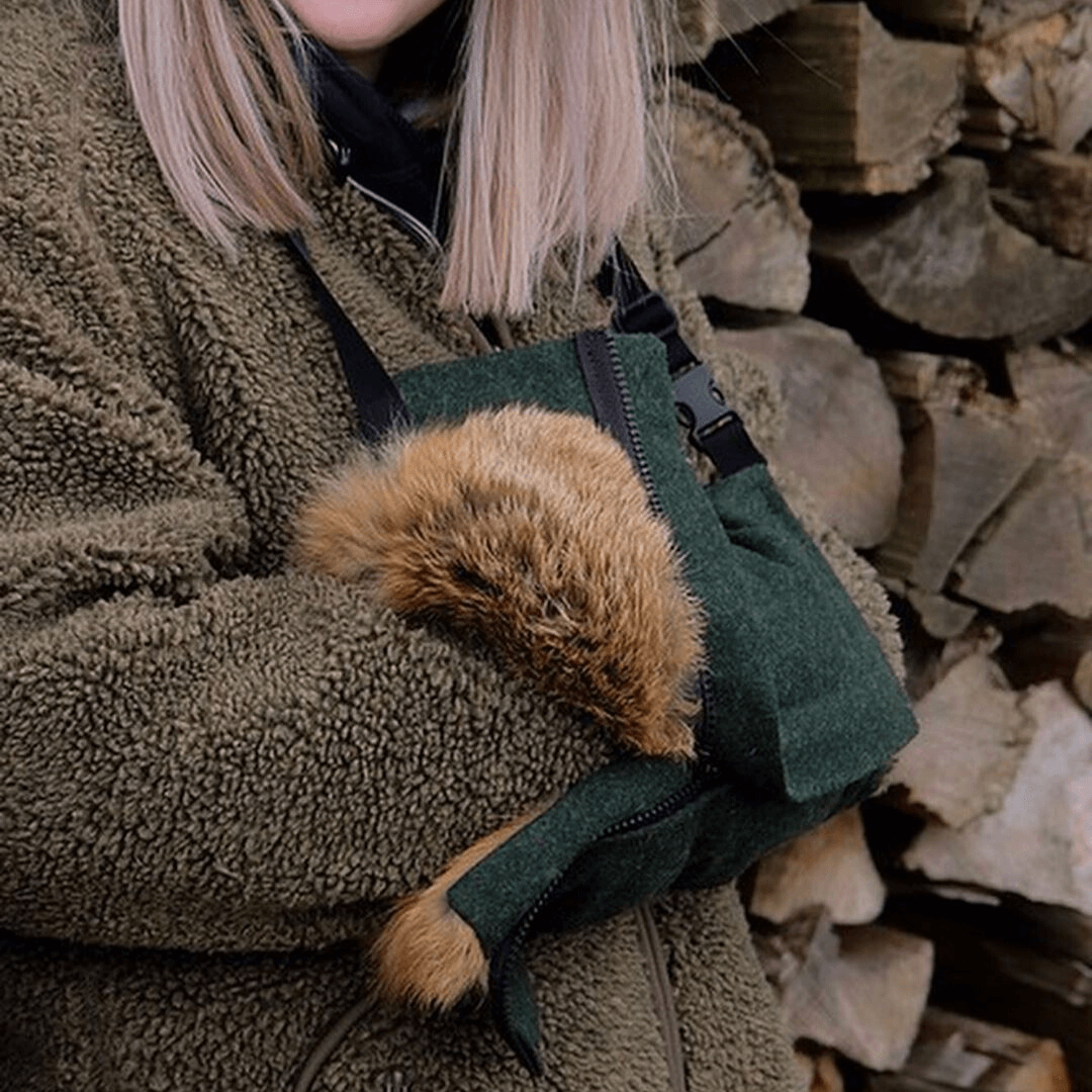 Pelzmuff - Rotfuchs Loden-Muff/-Sitzkissen Grün