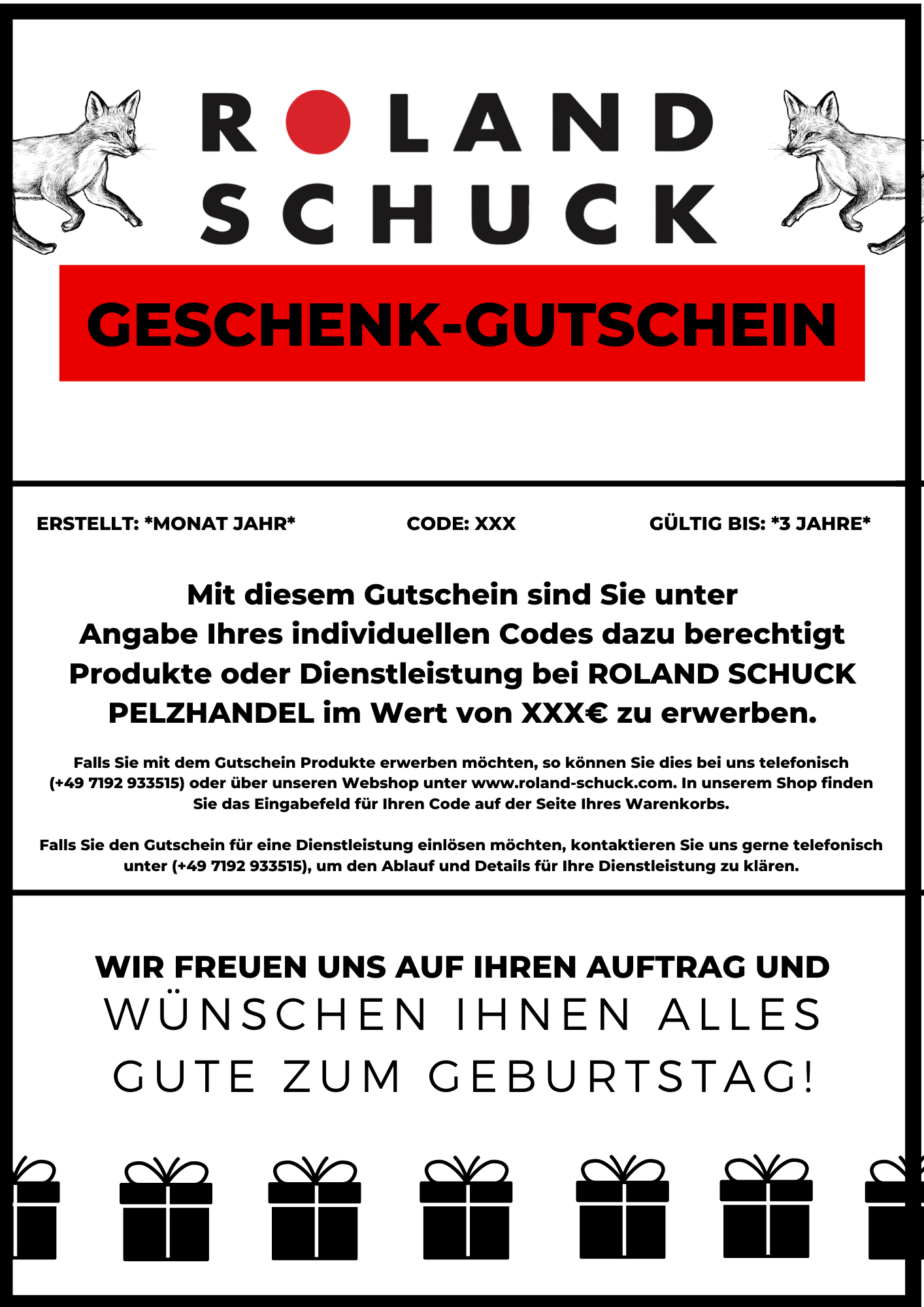 Geschenk-Gutschein (PDF-Datei im Din A4 zum selbst Ausdrucken)