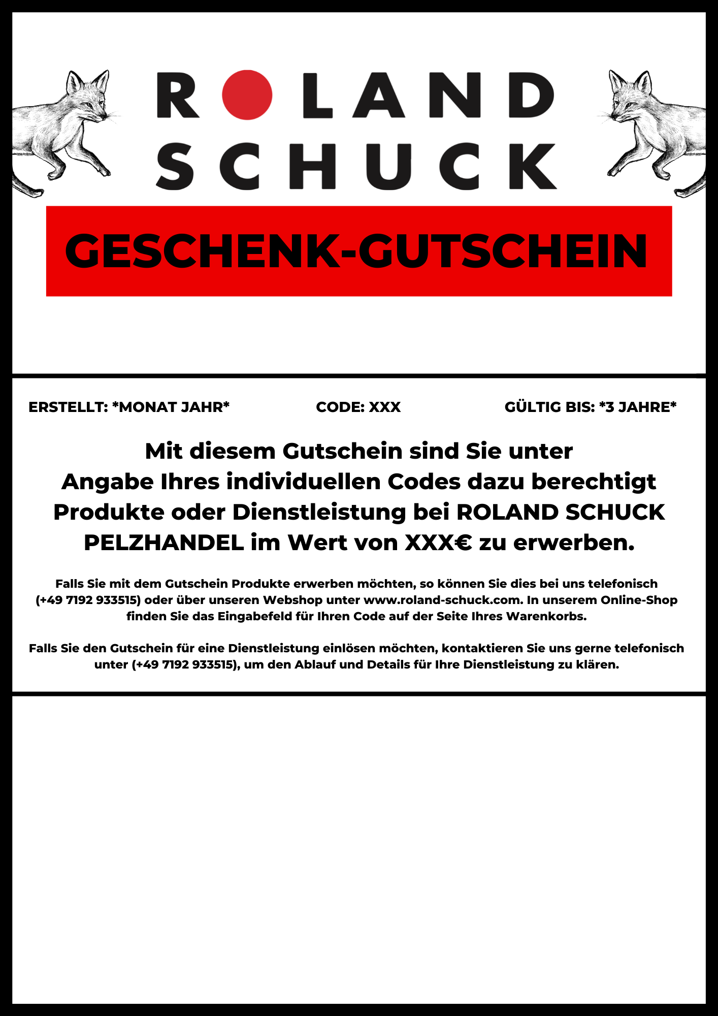 Geschenk-Gutschein (PDF-Datei im Din A4 zum selbst Ausdrucken)